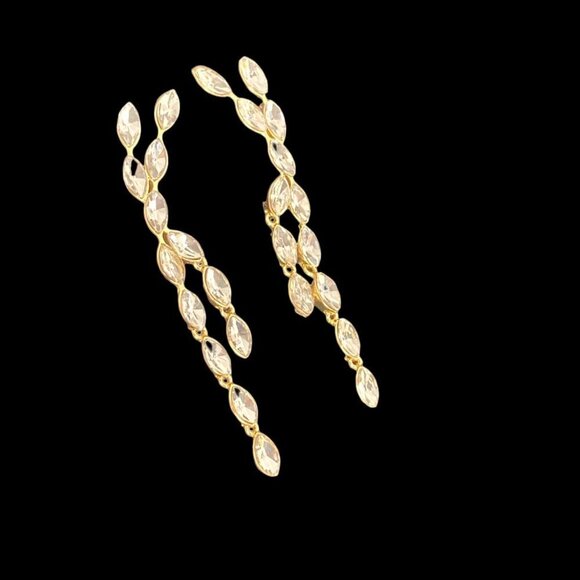 Baublebar Crystal Statement Stud Earrings Gold Tone Setting Long Dangles - Picture 3 of 8